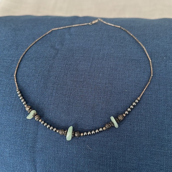 Necklace sterling silver with hematite beads vintage 19” - Picture 2 of 10